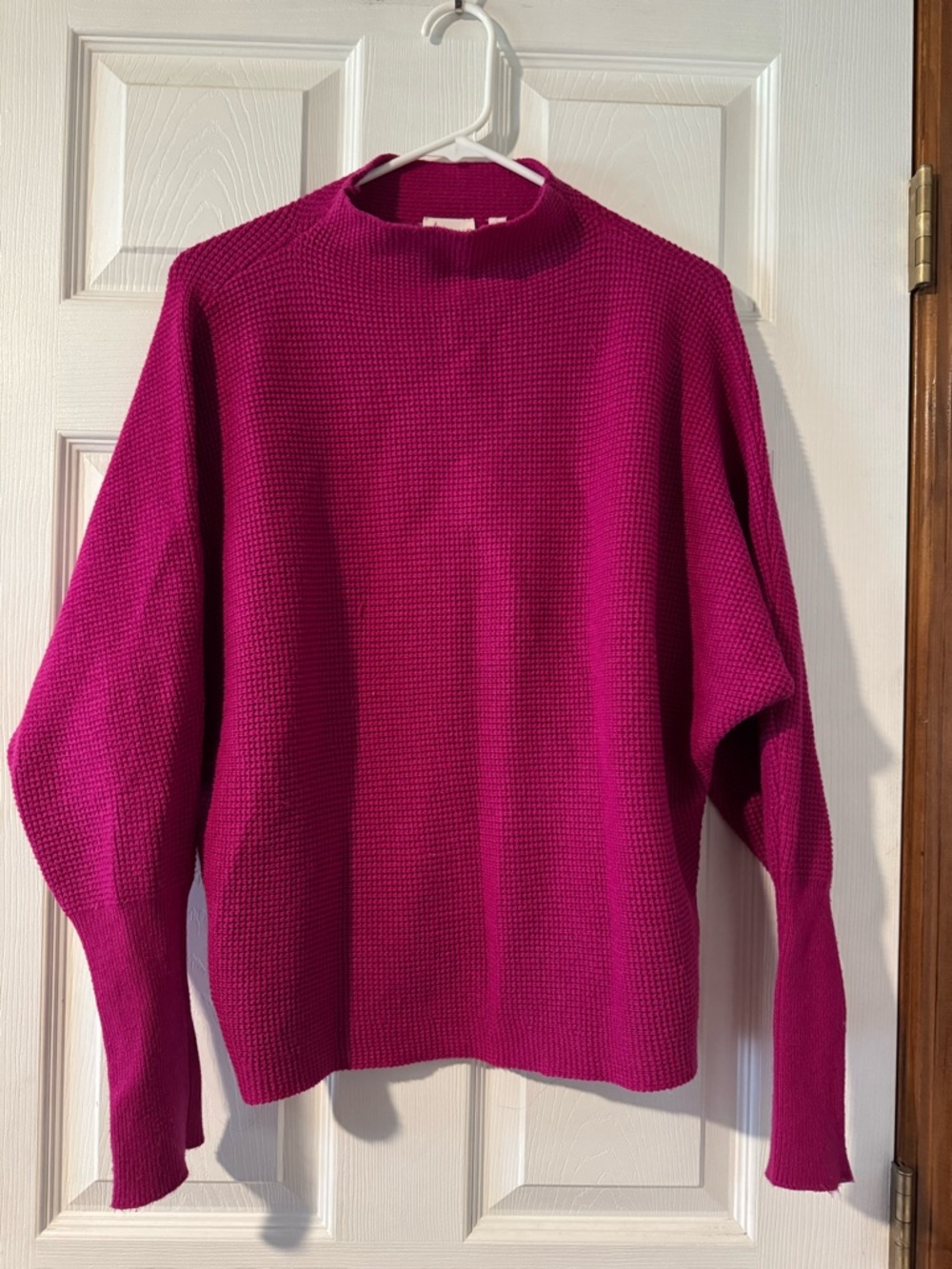 Cyrus Bright Magenta Mock Neck Textured Sweater
